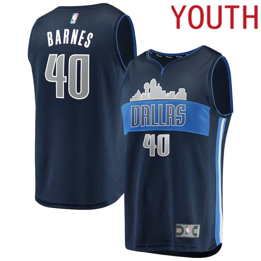 Youth Dallas Mavericks 40 Harrison Barnes Fanatics Branded Navy Fast Break Replica NBA Jersey
